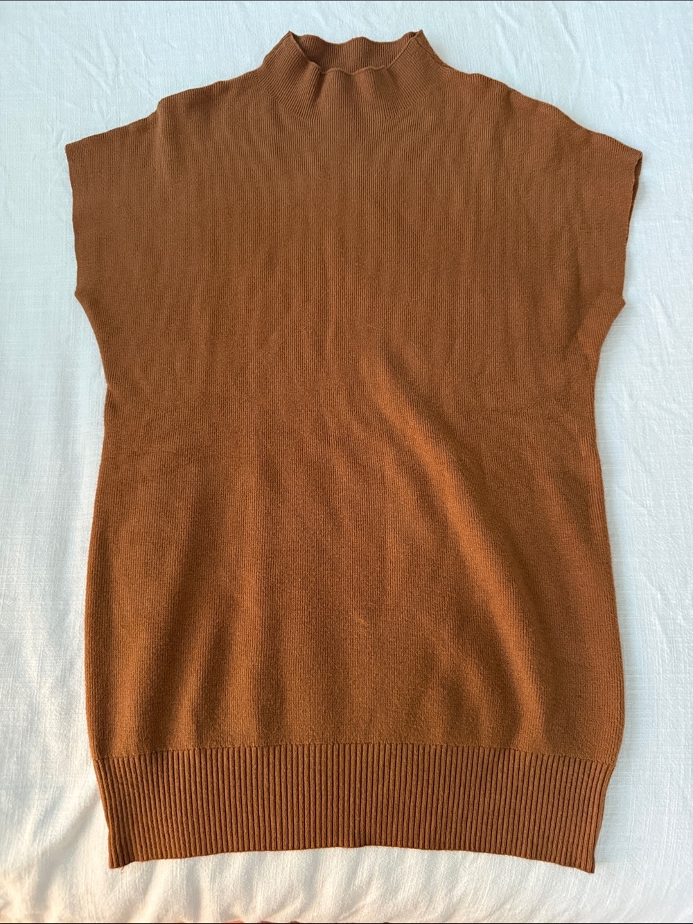 Rust Brown Mock Turtleneck Sleeveless Sweater